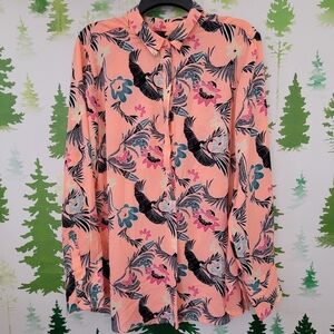 Banana Republic Coral Pink Floral Blouse.